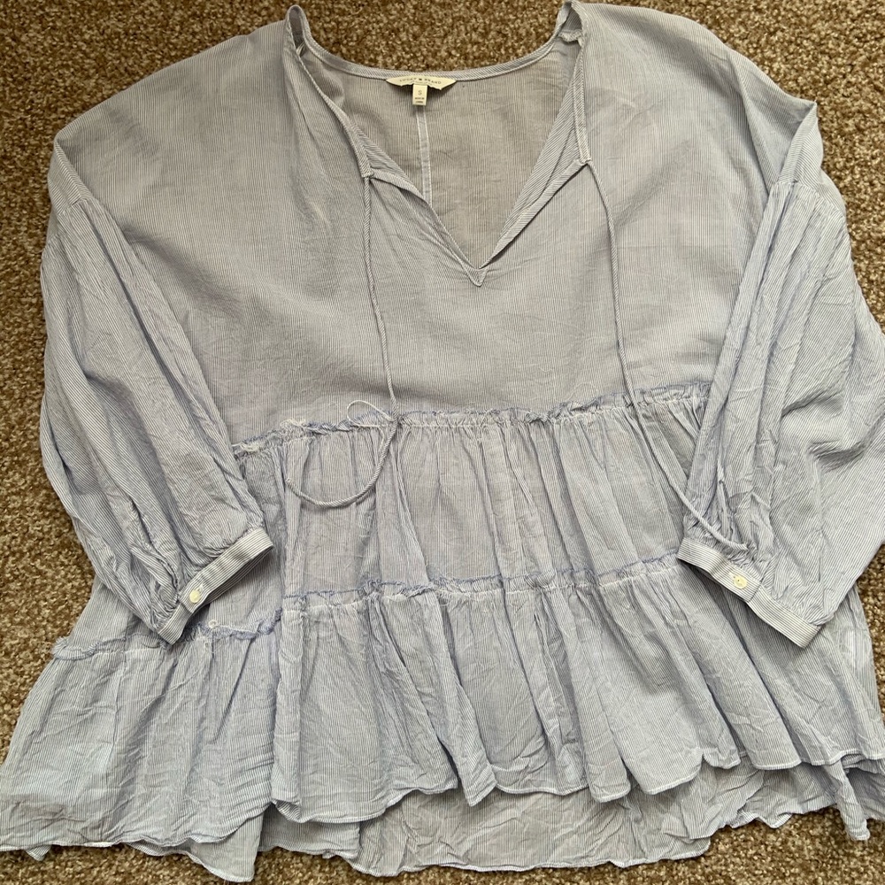 Lucky Brand- stripes babydoll top 🤍